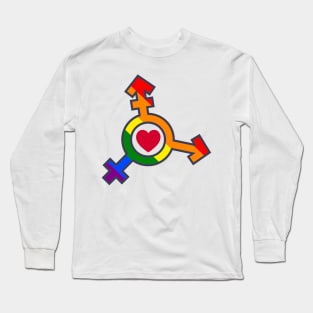 Rainbow Trans Symbol LGBTQ Pride Heart Long Sleeve T-Shirt